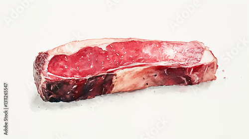 Vector illustration, watercolor of a wagyu steak, isolated on a white background. 