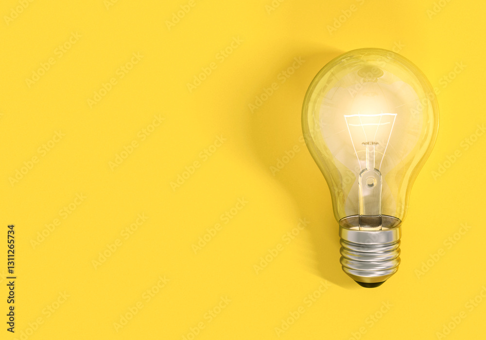 Light bulb on yellow background, creative ideas concept Light bulb on yellow background, creative ideas concept