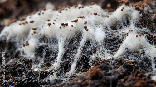 mycelium fungus soil mycel ground funghi mushroom roots forest nature architecture product science white background