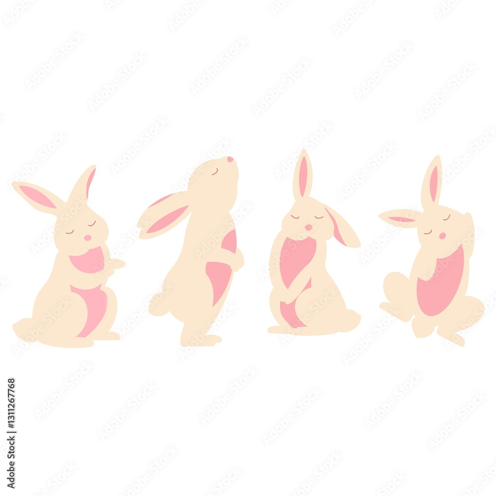 Fototapeta premium Easter clip art with cute bunnies 