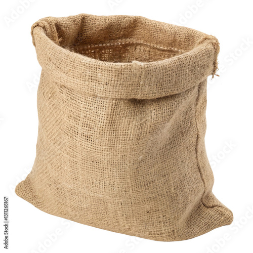 Empty burlap sack or sackcloth bag isolated on a transparent background photo