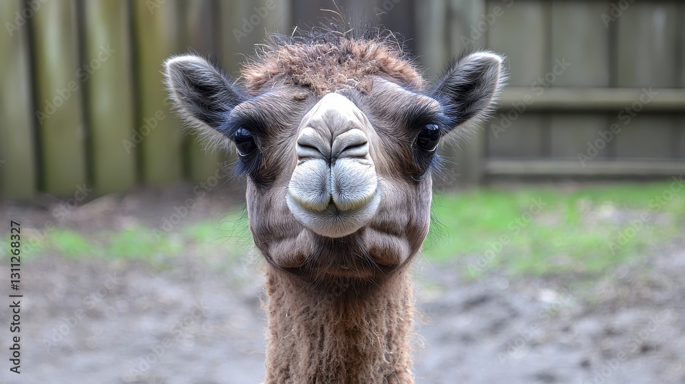 Fototapeta premium Charming Camel Portrait Captured in Natural Setting with Soft Light