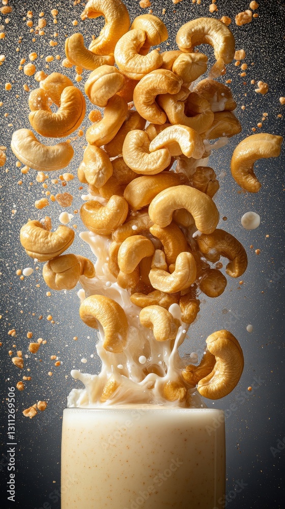 Fototapeta premium Cashew Milk Splash with Roasted Cashews