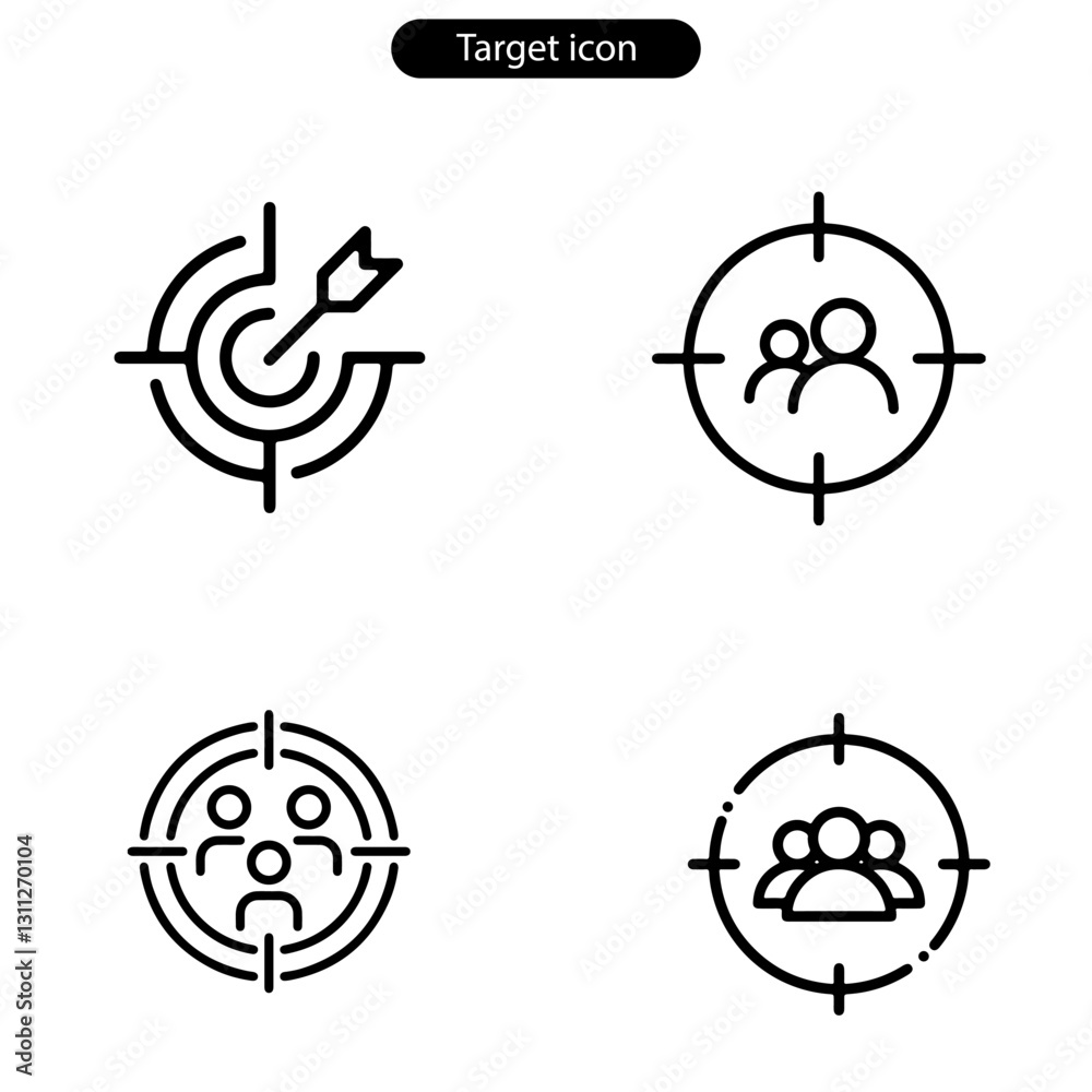 Target, goal, aim circle icon set vector art illustration on white background.