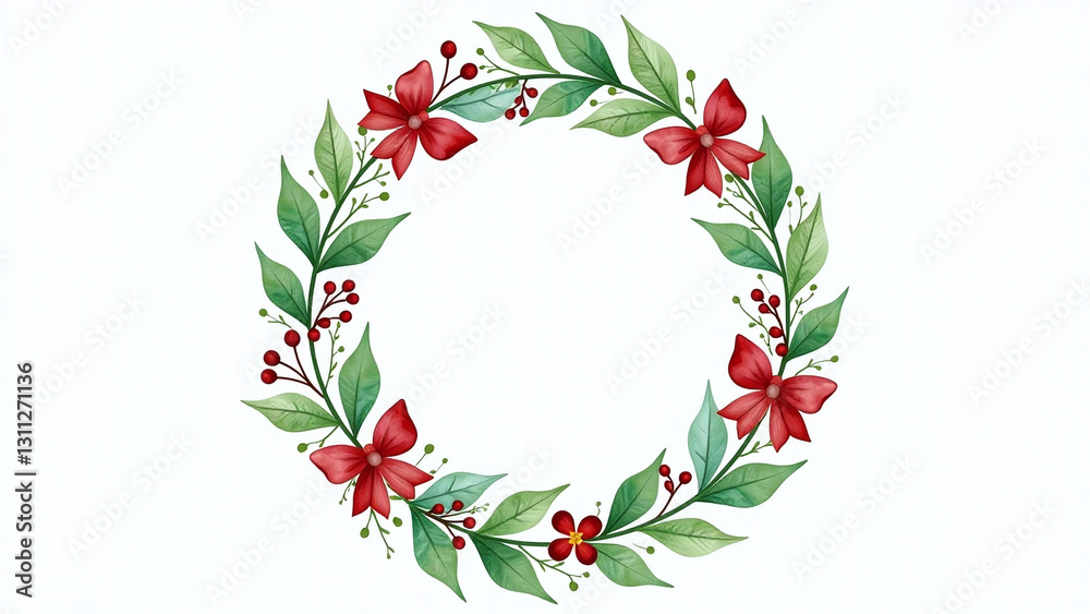 Naklejka premium watercolor christmas wreath isolated design white transparent background use various graphic applications