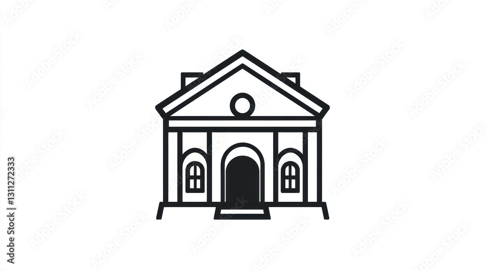 Simple Outline Drawing of a Classic Building Simple Outline Drawing of a Classic Building