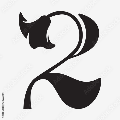 vector illustration floral of number 2