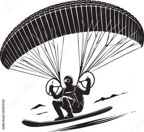 parachute with a parachute, black paragliding in the sky icon vector illustration, paragliding in the sky silhouette vector, paragliding in the sky silhouette vector black and white