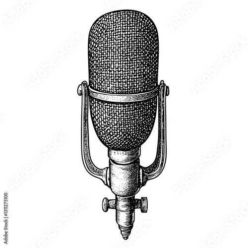 Elegant vintage microphone illustration for creative tattoo and packaging design projects