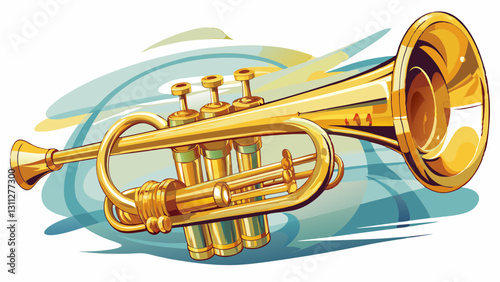 golden brass trumpet in soft light isolated on white background