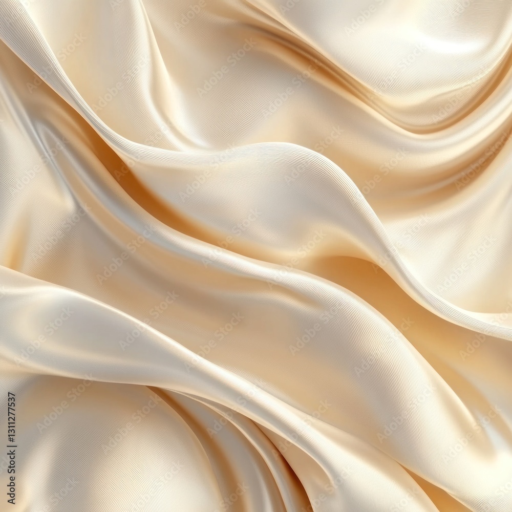 Luxurious cream satin fabric with elegant folds and drapes. Luxurious cream satin fabric with elegant folds and drapes.
