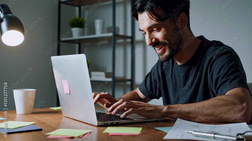 The Man with Laptop Smiling The Man with Laptop Smiling