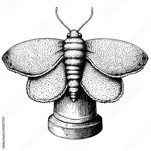 Delicate moth illustration with exquisite detailing for tattoo art and decorative packaging design