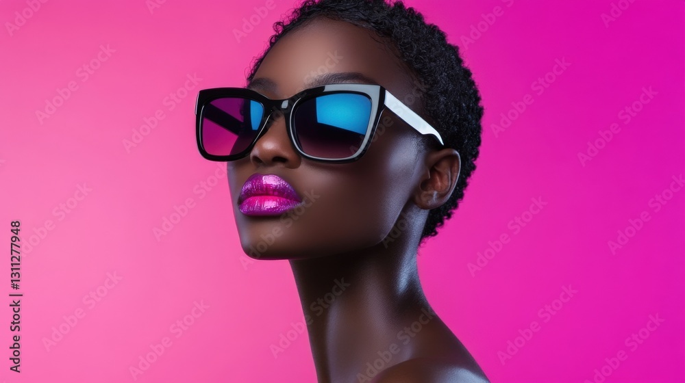 Stylish Woman With Short Hair Wearing Sunglasses Stylish Woman With Short Hair Wearing Sunglasses