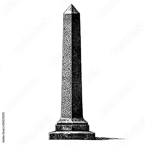 Intricate engraved illustration of an ancient obelisk showcasing timeless craftsmanship and historical significance
