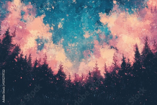 Soft focus and blurred natural forms are imaginatively depicted in an abstract hand-painted landscape artwork