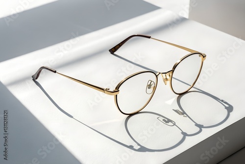 Round Metal Frame Eyeglasses on White Background
