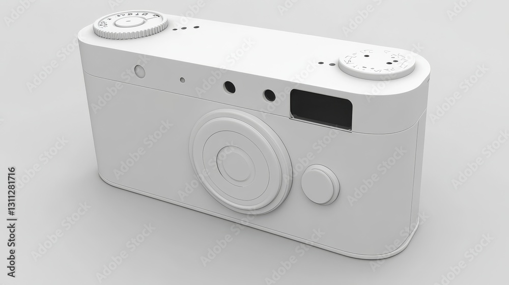 Fototapeta premium Rendered white digital camera isolated on a plain gray background