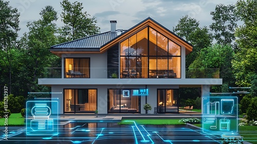 A home equipped with smart energy-saving devices demonstrating ecological responsibility and DPE impact