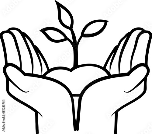 self care for stress icon concept. Steaming cup of tea on a saucer with leaves.