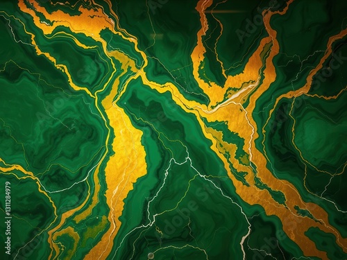 Green and Gold Abstract Marble Texture