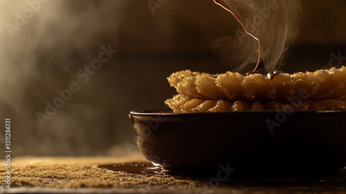  golden churros with warm melted chocolate drizzle hot food dark bowl sweet treat brown