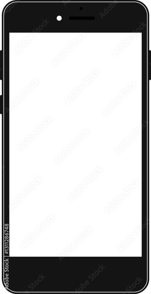 Modern black vector illustration of mobile gadget - Flat drawing modern smartphone. Phone display with white screen isolated. Transparent screen modern smartphone design. Smartphone vector icon Modern black vector illustration of mobile gadget - Flat drawing modern smartphone. Phone display with white screen isolated. Transparent screen modern smartphone design. Smartphone vector icon