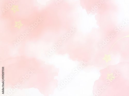 Pink Watercolor Background with Gold Stars