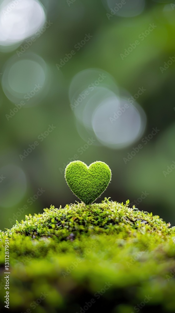 Heart-shaped moss growing on a rock symbolizing the beauty of nature and the feeling of falling in love with life Heart-shaped moss growing on a rock symbolizing the beauty of nature and the feeling of falling in love with life
