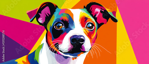 Vibrant Abstract Vector Art of a Rat Terrier Dog with a Colorful Coat Showcasing Unique Patterns and Designs Perfect for Pet Lovers and Art Enthusiasts Alike