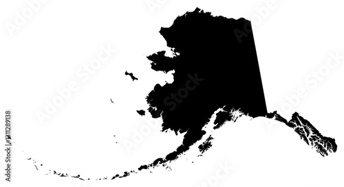 Alaska state silhouette map in black color