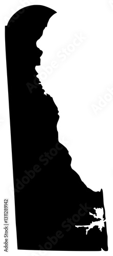 Delaware state silhouette map in black color