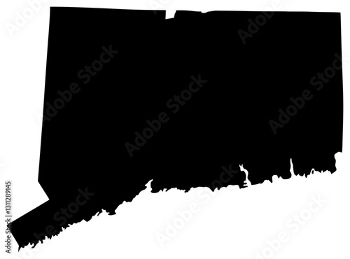 Connecticut state silhouette map in black color