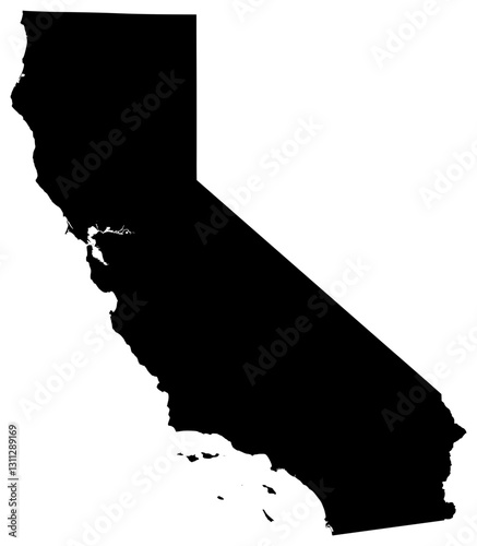 California state silhouette map in black color