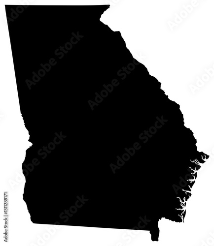 Georgia state silhouette map in black color