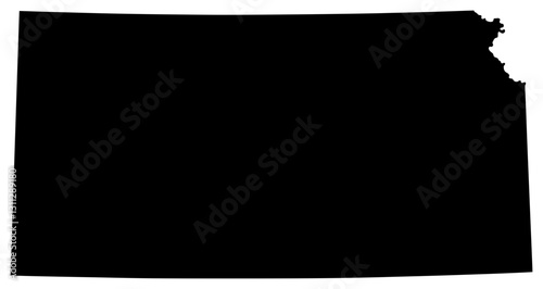 Kansas state silhouette map in black color
