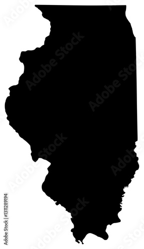 Illinois state silhouette map in black color