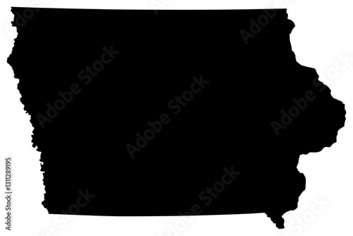Iowa state silhouette map in black color