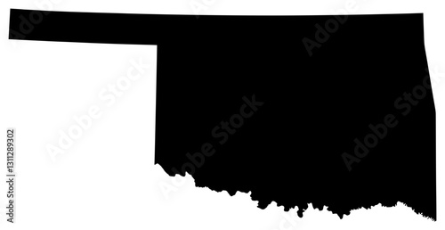Oklahoma state silhouette map in black color