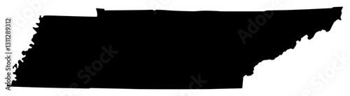 Tennessee state silhouette map in black color