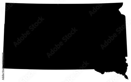 South Dakota state silhouette map in black color