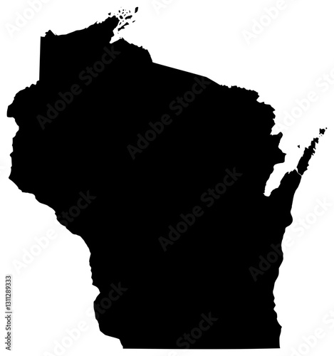 Wisconsin state silhouette map in black color