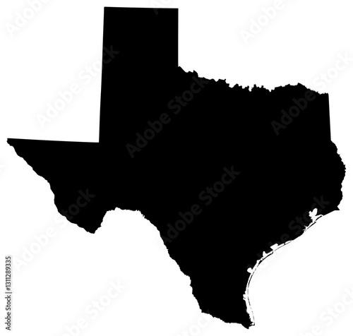 Texas state silhouette map in black color