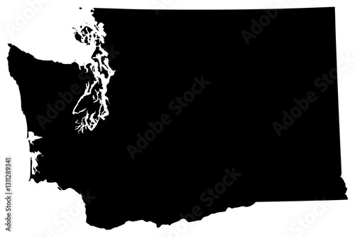 Washington state silhouette map in black color
