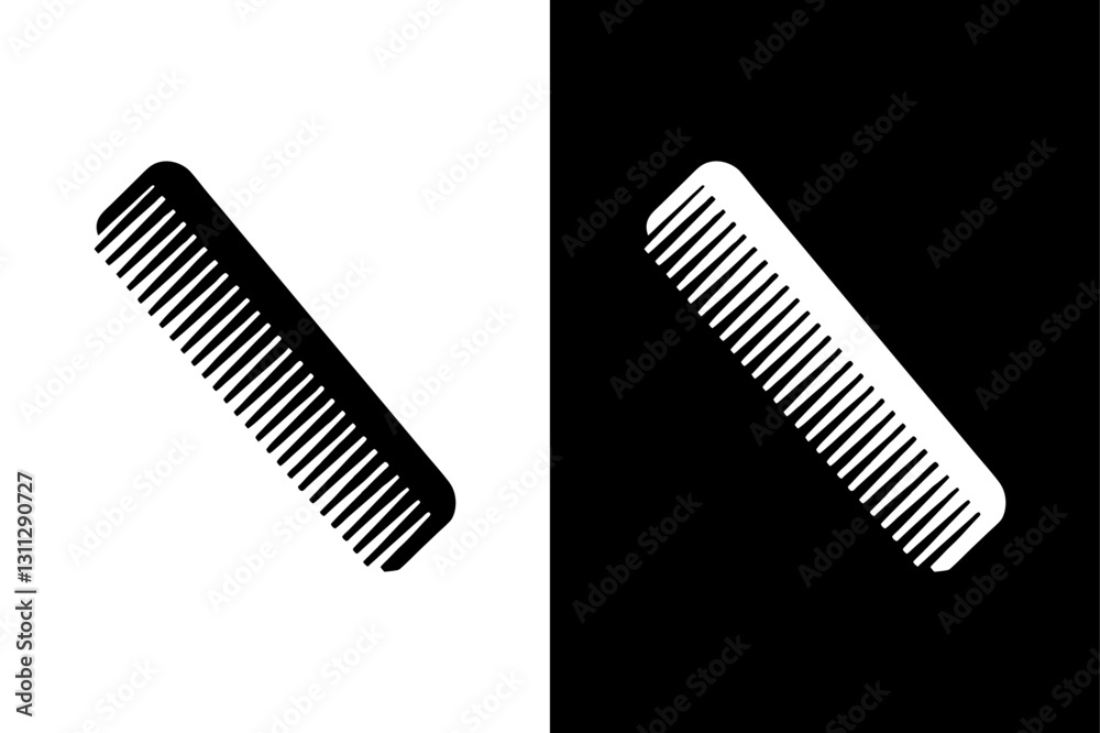 Styling Comb Vector Icon Clean Silhouette on Black and White Background. Styling Comb Vector Icon Clean Silhouette on Black and White Background.