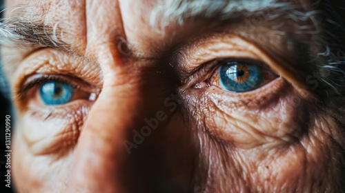 Blue eyes of old man close-up
