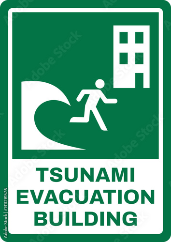 emergency and first aid safety signs v2 uppercase text_tsunami evacuation building_portrait size a4/a3/a2/a1	 
