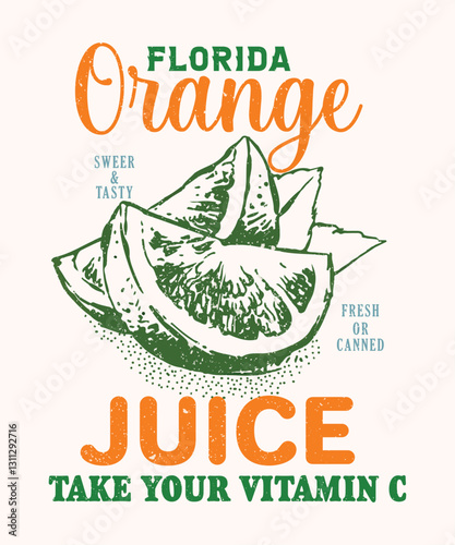 Florida oranges club Fresh and zesty t shirt, , vintage retro color college text graphics with grunge orange effects, girls graphic , women's print design, kids and men's t-shirt design.