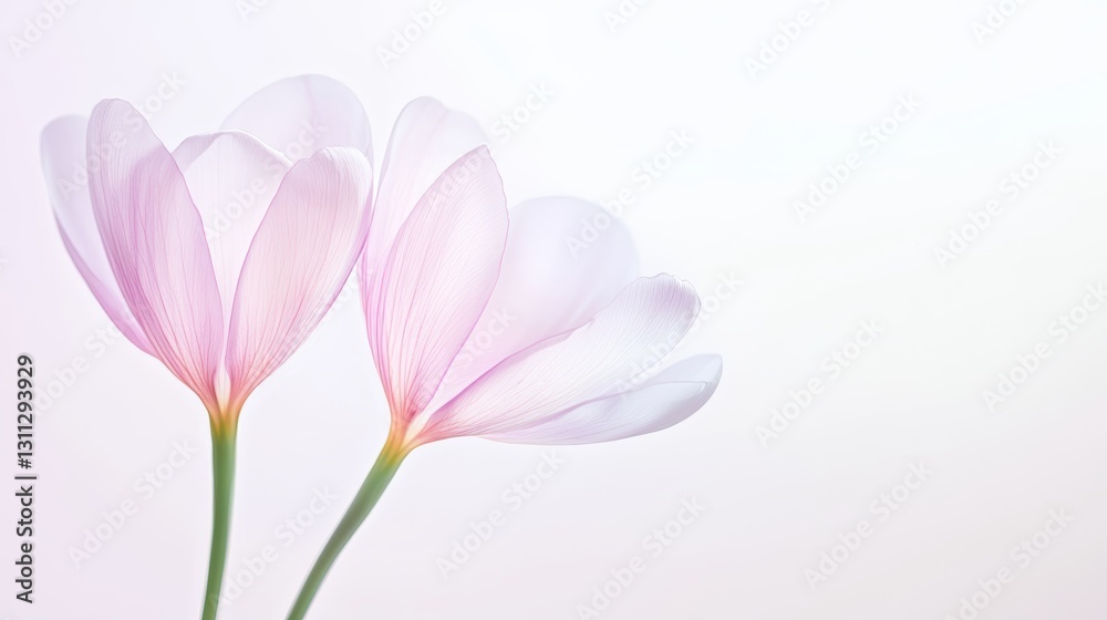Fototapeta premium Watercolor Flowers with Soft Delicate Brushstrokes and Pastel Tones, Captured in Natural Light, Artistic Botanical Illustration.