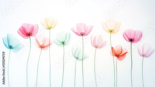 Watercolor Flowers with Soft Delicate Brushstrokes and Pastel Tones, Captured in Natural Light, Artistic Botanical Illustration.